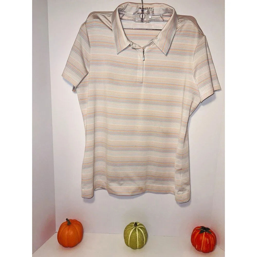 Nike Golf Fit Dry Women’s Striped 1/4 Zip Short Sleeve Golf Polo Size M